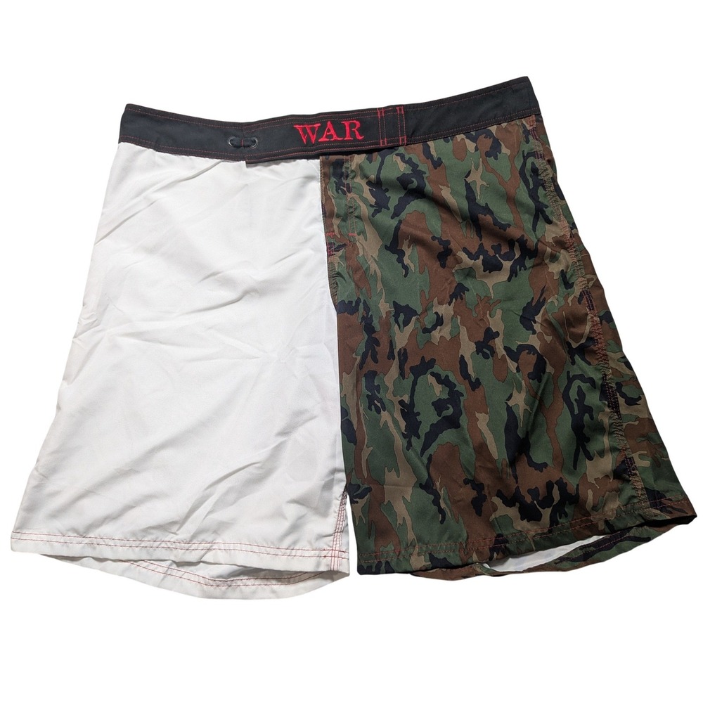 VTG War Wear MMA Kickboxing Men Size 42 Camo White‎ 10" Board Shorts MADE USA